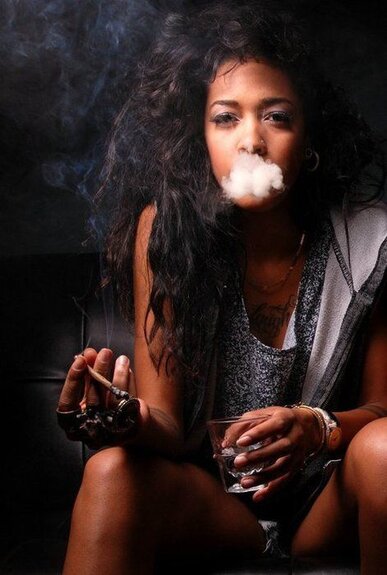 beautiful girl smoking a joint