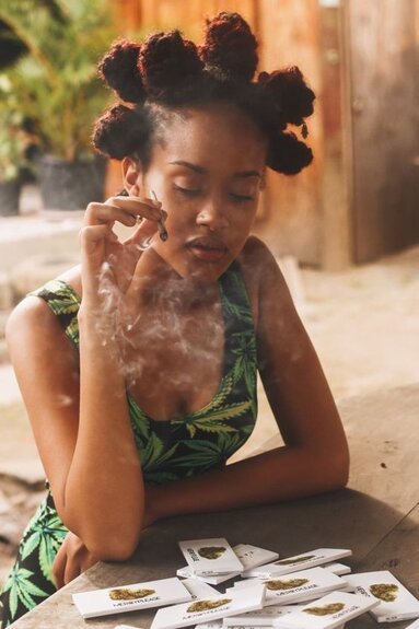 beautiful girl smoking weed