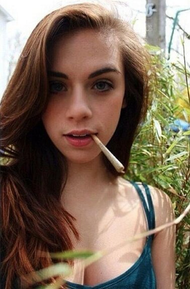 pretty brunette girl with joint