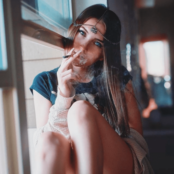 pretty girl smoking joint