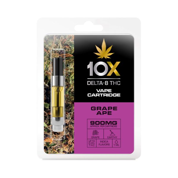 10X Delta-8 THC - Grape Ape Vape Cartridge - 900mg (1ml)