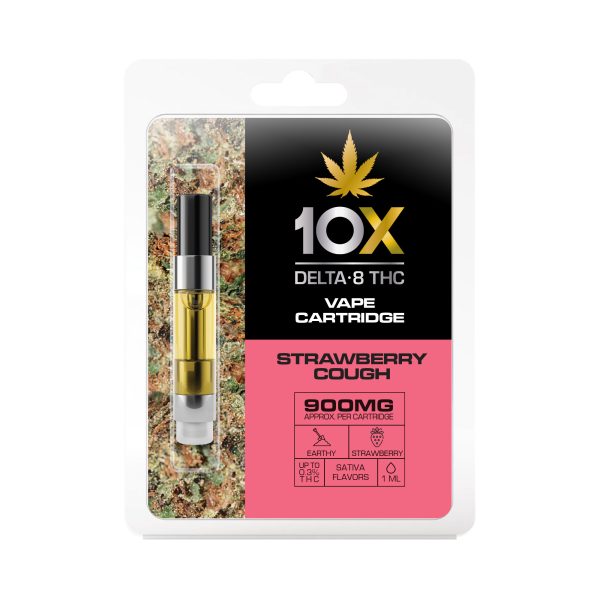10X Delta-8 THC - Strawberry Cough Vape Cartridge - 900mg (1ml)