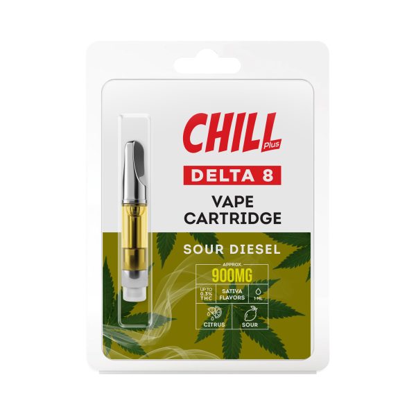 Chill Plus Delta-8 Vape Cartridge - Sour Diesel - 900mg (1ml)