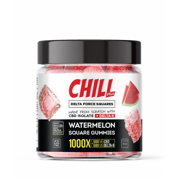 Chill Plus Delta-8 Watermelon Force Squares Gummies - 1000X