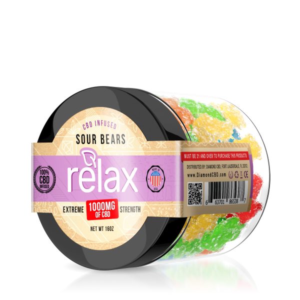 Relax Gummies - CBD Infused Sour Gummy Bears - 1000mg