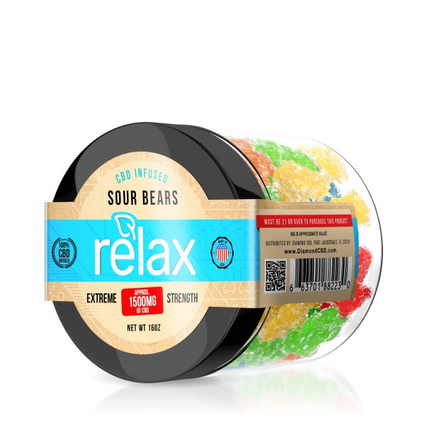 Relax Gummies - CBD Infused Sour Gummy Bears - 1500mg