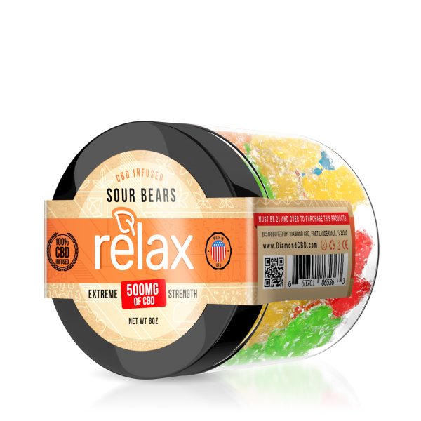Relax Gummies - CBD Infused Sour Gummy Bears - 500mg