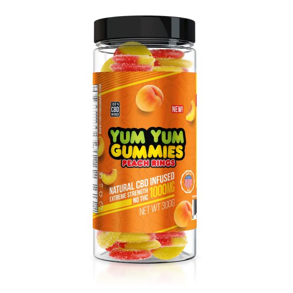 Yum Yum Gummies 1000mg - CBD Infused Peach Rings