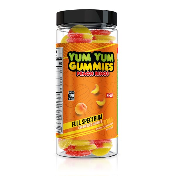 Yum Yum Gummies - CBD Full Spectrum Peach Rings - 1000mg